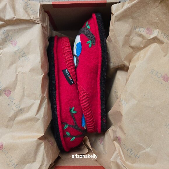 NIB Haflinger Wool Slippers Mr. & Mrs Owl Olivia Slippers 36 PRICE FIRM Bird - Picture 10 of 13